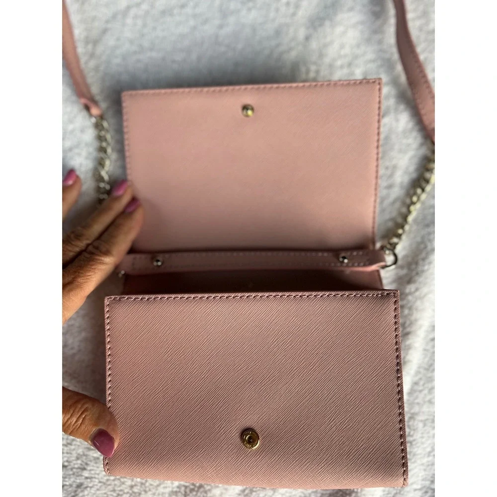 Kate Spade Cedar Street Perforated Cami Crossbody Clutch Pink Saffiano Like New!